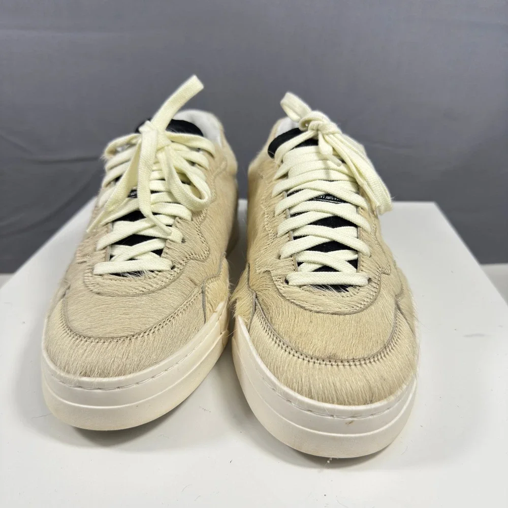 P448 Bali Oak Womens Size 38 Beige Calf Hair Low Top Luxury Sneakers